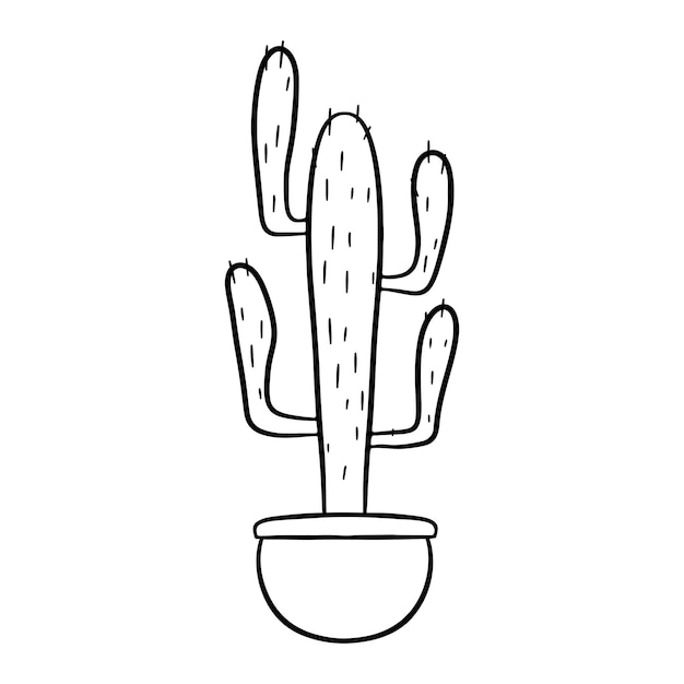 Hand drawn cactus in pot