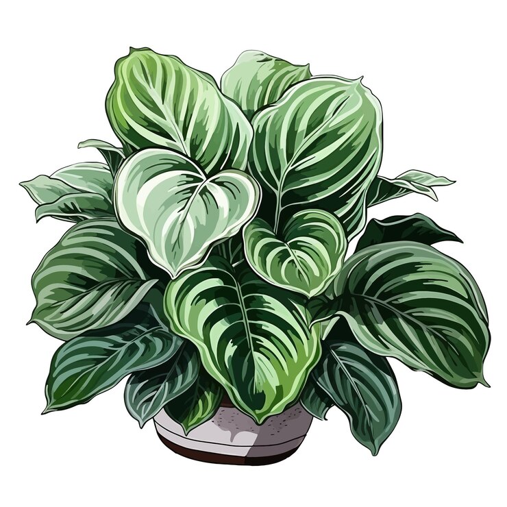 Vector hand drawn calathea orbifolia cartoon vector illustration clipart white background