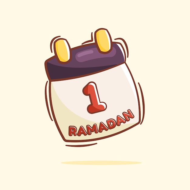 Hand drawn calender of ramadan cartoon illustration