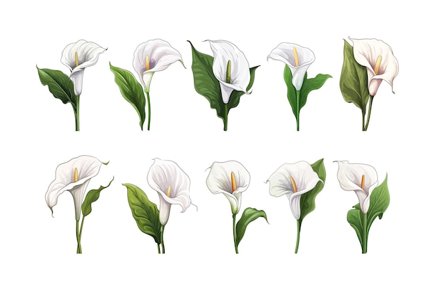 Hand drawn Calla Lily flowers arrangement clipart