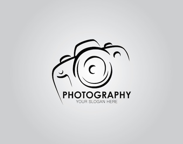 Hand drawn of camera photography logo icon design template