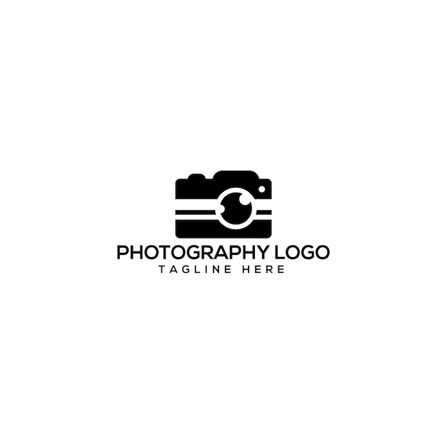 Vector hand drawn camera photography logo studio