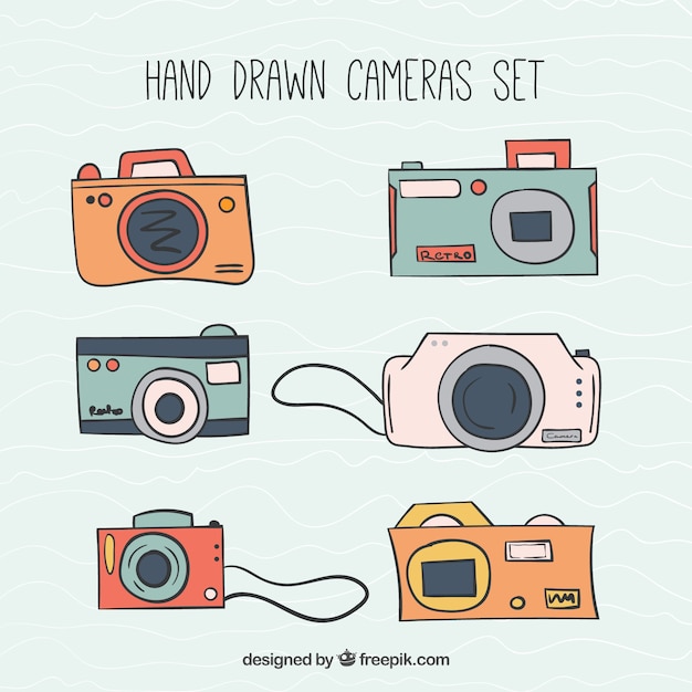 Vector hand drawn cameras pack