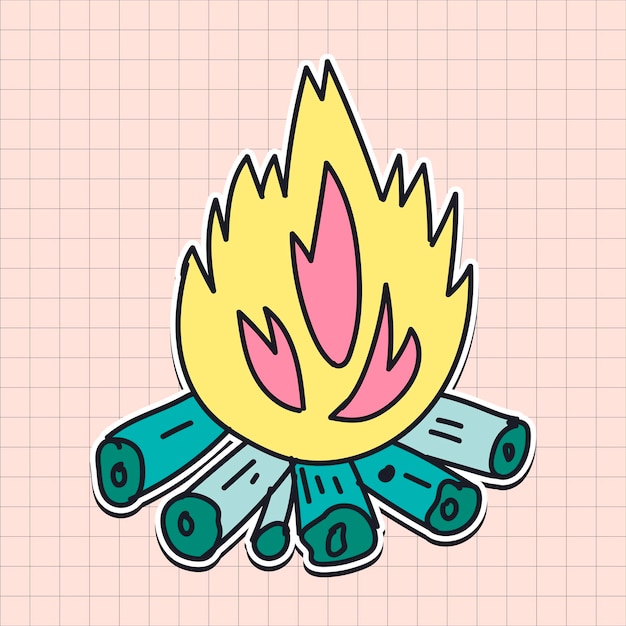 Vector hand drawn campfire sticker vector