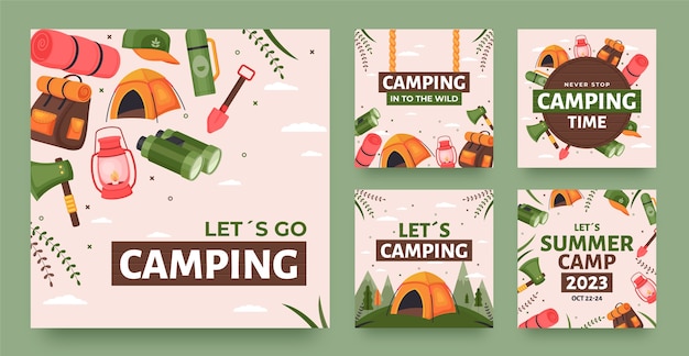 Vector hand drawn camping template design