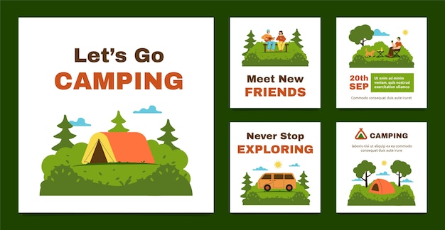 Hand drawn camping template design