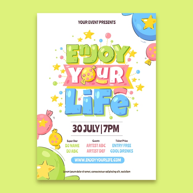 Hand drawn candy colors  poster template