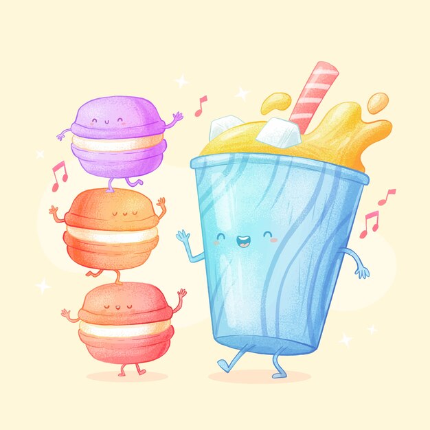 Free Vector Hand drawn candy pastel color food pattern