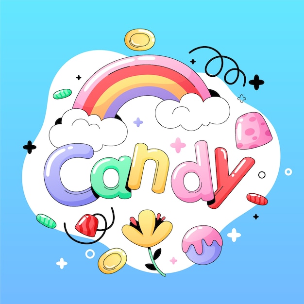 Vector hand drawn candy pastel color illustration