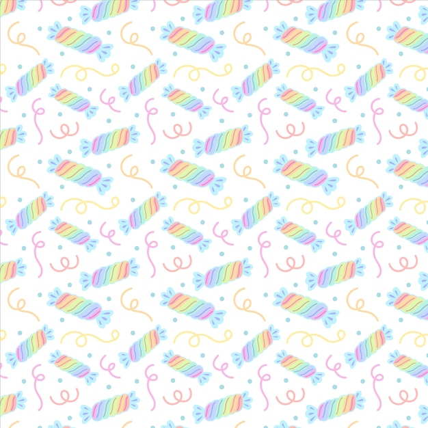 Vector hand drawn candy pastel color pattern