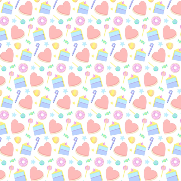 Vector hand drawn candy pastel color pattern