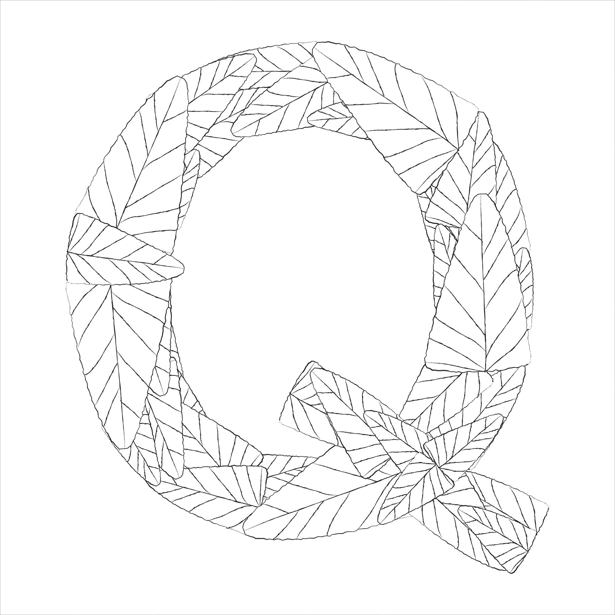 Premium Vector | Hand drawn capital letter q in black coloring sheet