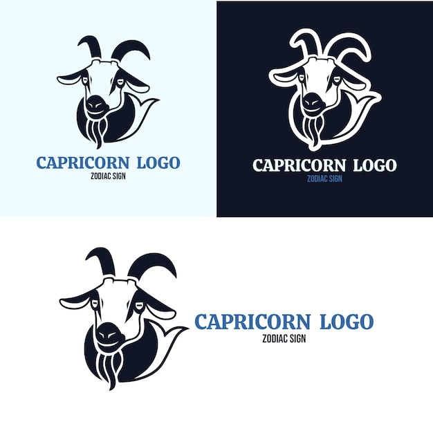 Vector hand drawn capricorn logo template