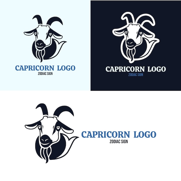 Vettore modello di logo capricorno disegnato a mano