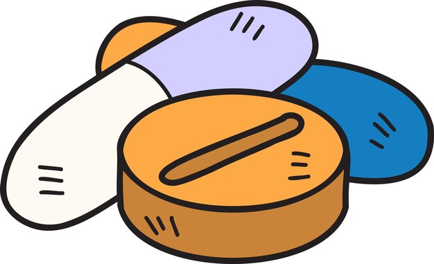 Vector hand drawn capsule pill illustration