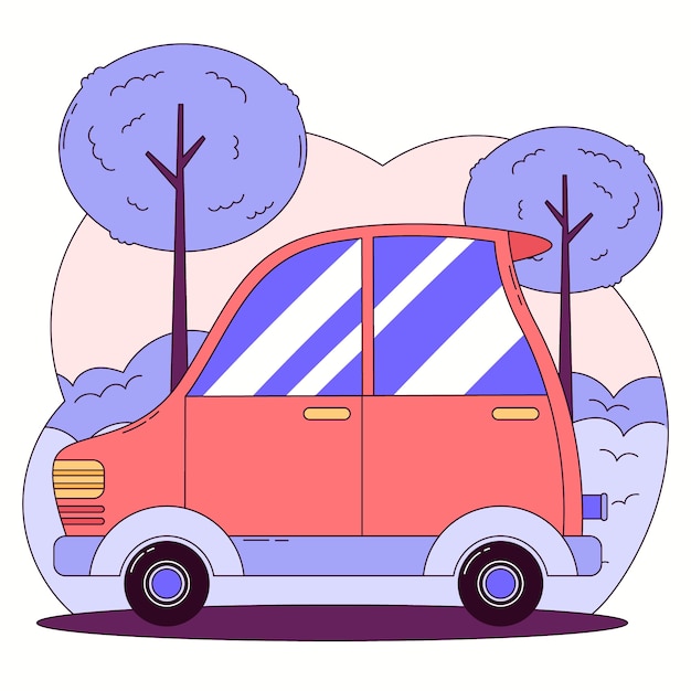 Hand drawn car cartoon illustration