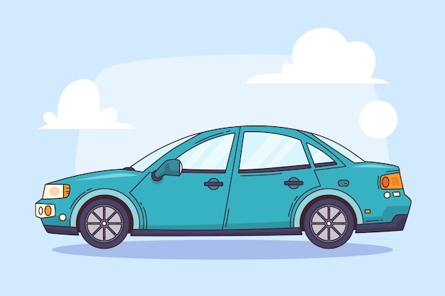 Hand drawn car cartoon illustration