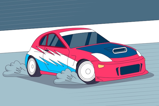 Vector hand drawn car race illustration