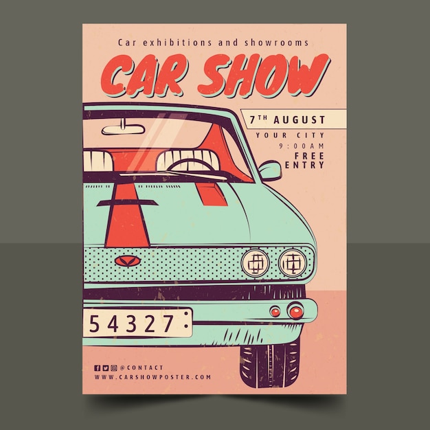 Vector hand drawn car show poster