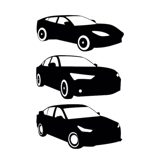 Hand drawn car silhouette set