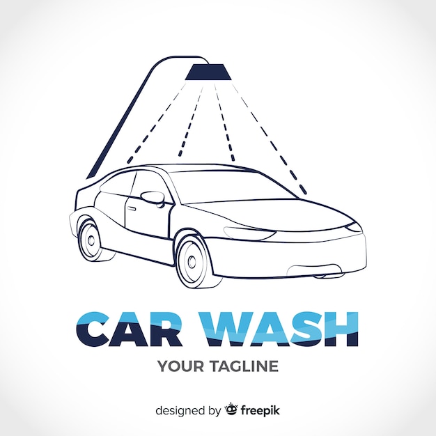 Vector hand drawn car wash logo background