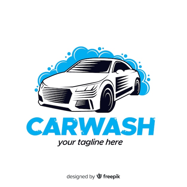 Hand drawn car wash logo background