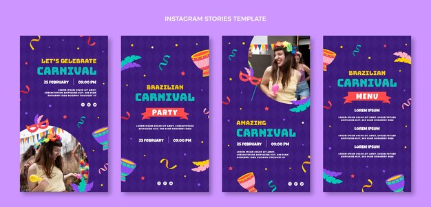 Hand drawn carnival instagram stories collection