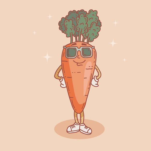 Vector hand drawn carrot  cartoon illustration