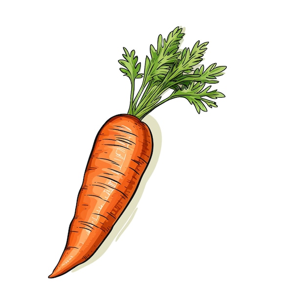 Hand drawn carrot cartoon vector illustration clipart white background