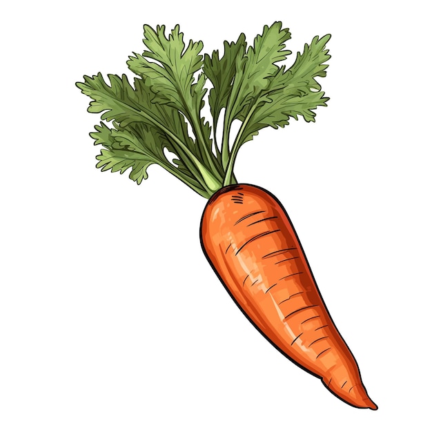 Hand drawn carrot cartoon vector illustration clipart white background