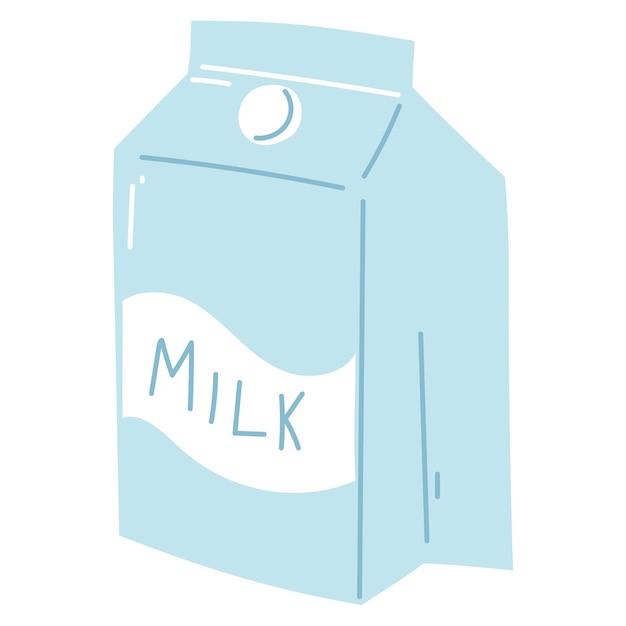 Hand drawn carton of milk Vector illustration of dairy product in cartoon flat style