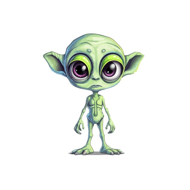 Vector hand drawn cartoon alien illustration