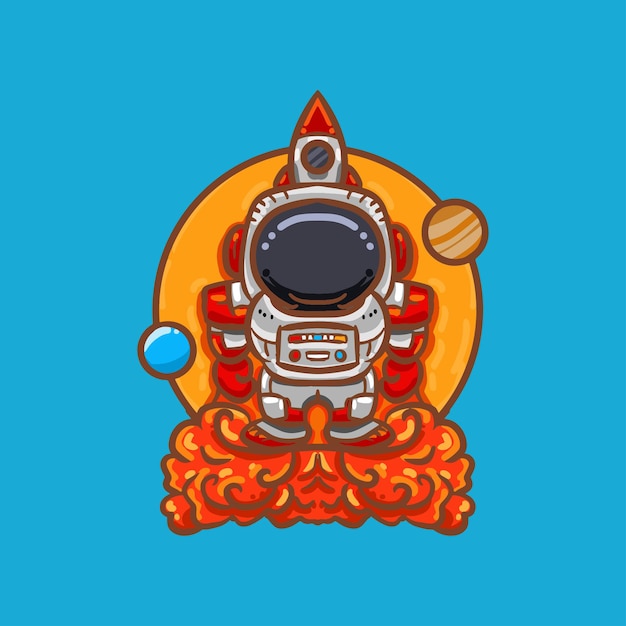 Hand drawn cartoon astronaut illustration