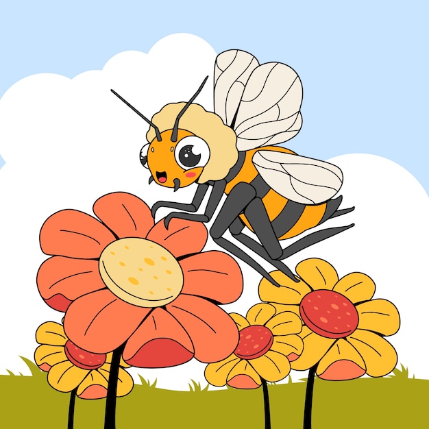 Hand drawn cartoon bee illustration