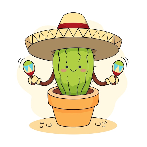 Hand drawn cartoon cactus illustration