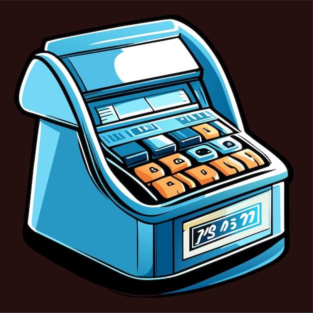 Hand drawn cartoon cash register illustration