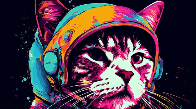 Cartone animato di gatto disegnato a mano illustrazione pop art