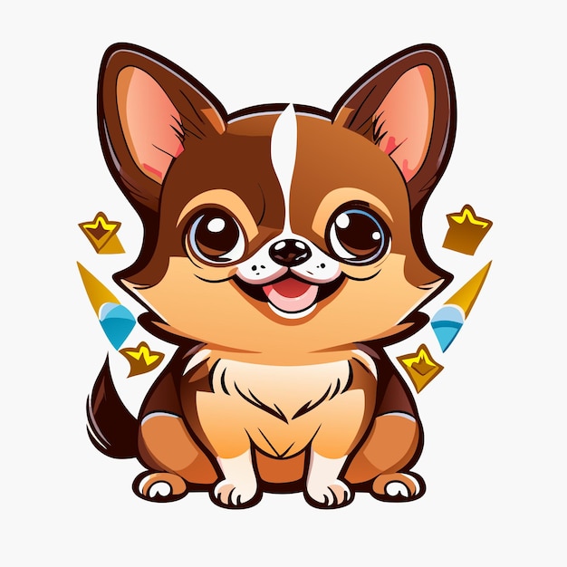 Vector hand drawn cartoon chihuahua illustration