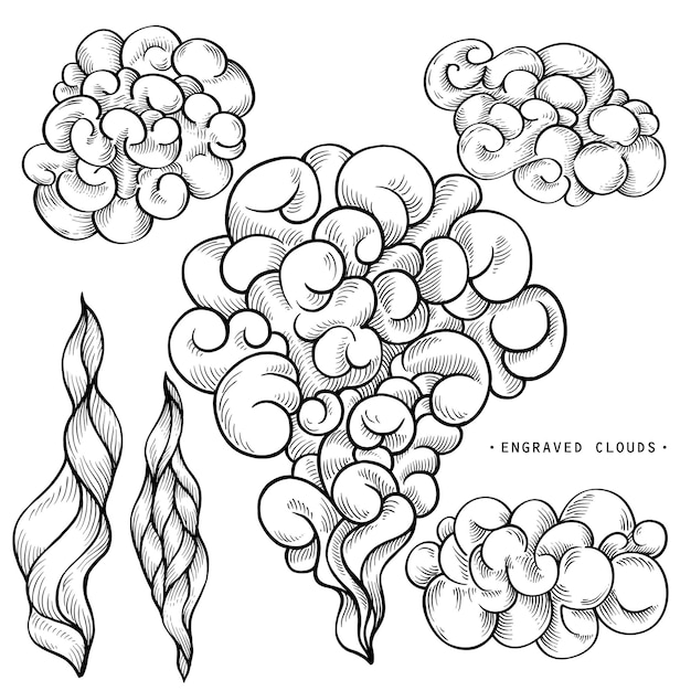 Premium Vector | Hand drawn cartoon clouds and smoke outline sketching
