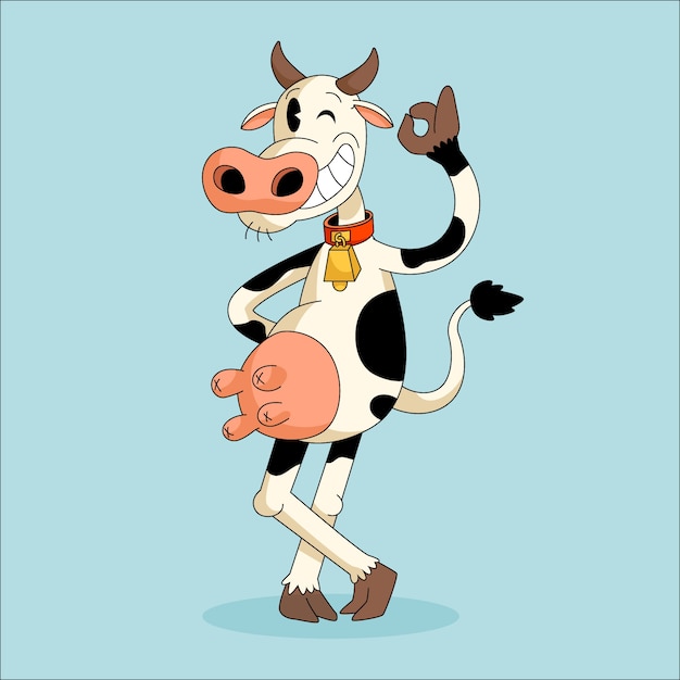 Vector hand drawn cartoon cow illustration