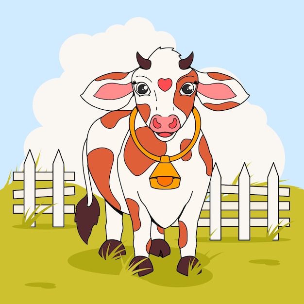 Hand drawn cartoon cow illustration