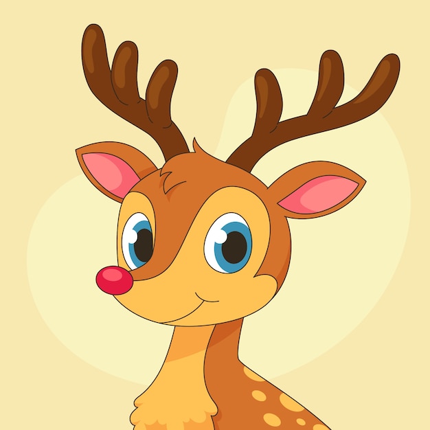 Hand drawn cartoon deer head illustration