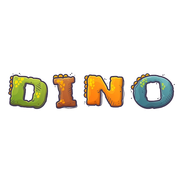 Lettere di dinosauro del fumetto disegnato a mano vettore