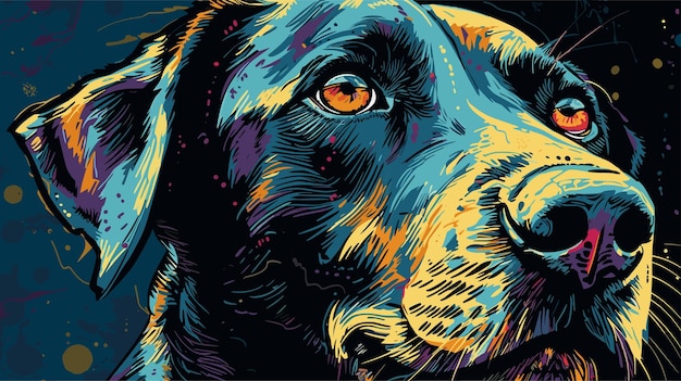 Vector hand drawn cartoon dog illustration pop art