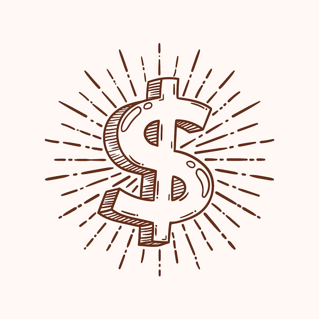 Hand drawn  cartoon dollar sign illustration