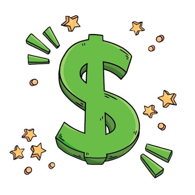 Hand drawn cartoon dollar sign illustration
