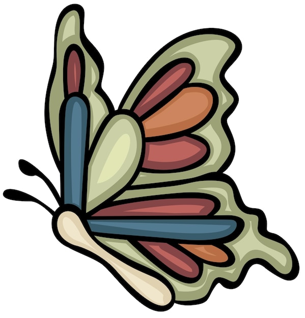 귀여운 나비의 손으로 그린 만화 낙서