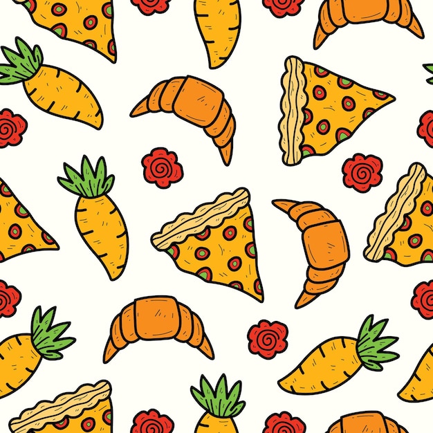 hand drawn cartoon doodle food seamless pattern design