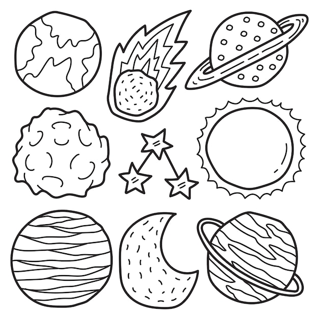 Desenho para colorir kawaii doodle cartoon planet