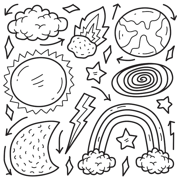 Hand drawn cartoon doodle planet coloring illustration design